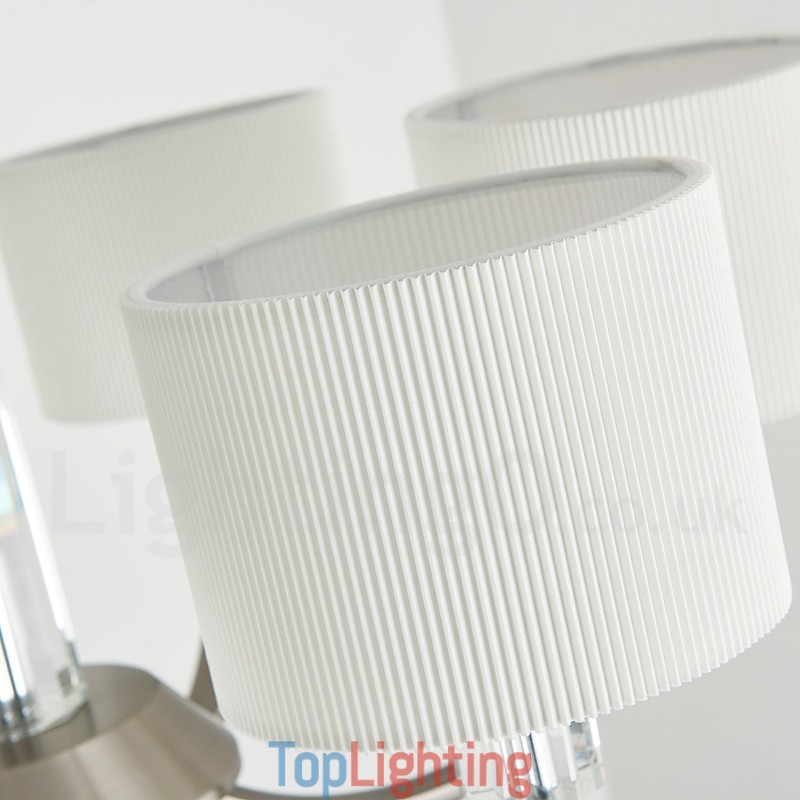6 Light Modern Contemporary Crystal Chandelier with Fabric Shade