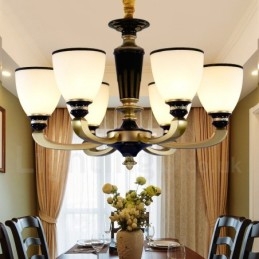 6 Light Retro Traditional Zinc alloy Retro Chandelier with Glass Shade