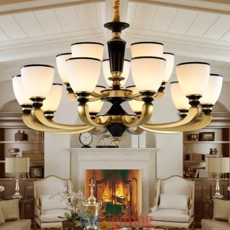 15 Light Retro Traditional Zinc alloy Retro Chandelier with Glass Shade 15 Light Retro Traditional Zinc alloy Retro Chandelier with Glass Shade