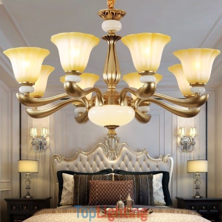 8 Light Retro Traditional Luxury Zinc alloy Chandelier with Glass Shade 8 Light Retro Traditional Luxury Zinc alloy Chandelier with Glass Shade