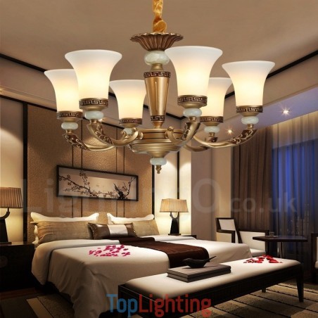 6 Light Retro Traditional Zinc alloy Luxury Lobby Chandelier with Glass Shade 6 Light Retro Traditional Zinc alloy Luxury Lobby Chandelier with Glass Shade
