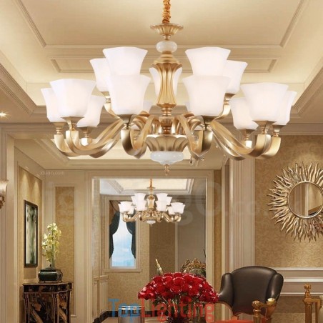 15 Light Retro Traditional Rustic Chandelier with Glass Shade 15 Light Retro Traditional Rustic Chandelier with Glass Shade