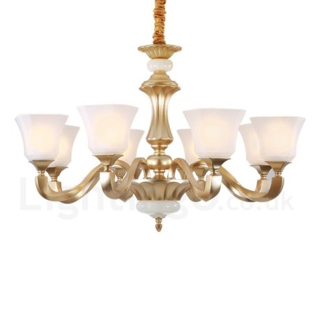 8 Light Retro Traditional Rustic Chandelier with Glass Shade 8 Light Retro Traditional Rustic Chandelier with Glass Shade