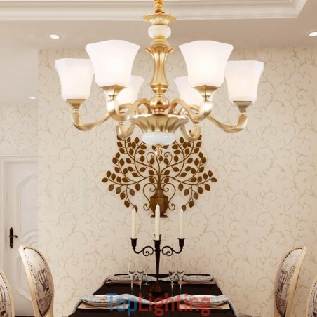 6 Light Retro Traditional Rustic Chandelier with Glass Shade 6 Light Retro Traditional Rustic Chandelier with Glass Shade