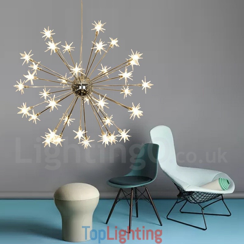 32 Light Modern Contemporary Steel Pendant Light with Glass Shade