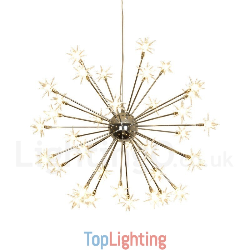 32 Light Modern Contemporary Steel Pendant Light with Glass Shade