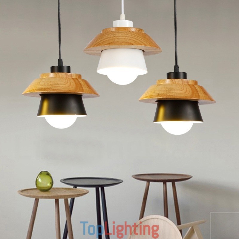 1 Light Modern Contemporary Wood Pendant Light with Aluminum alloy Shade