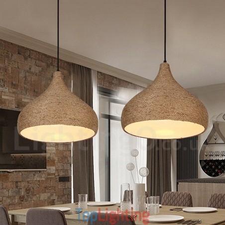 1 Light Retro Rustic Hemp Rope Pendant Light with Hemp Rope Shade 1 Light Retro Rustic Hemp Rope Pendant Light with Hemp Rope Shade