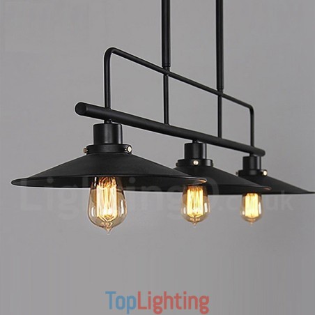 3 Light Retro Rustic Steel Pendant Light with Steel Shade 3 Light Retro Rustic Steel Pendant Light with Steel Shade