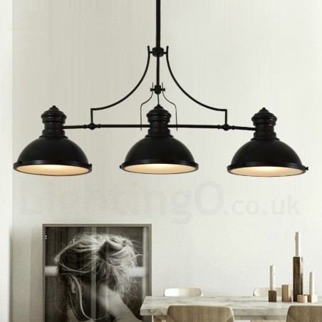 3 Light Retro Rustic Steel Pendant Light with Steel Shade 3 Light Retro Rustic Steel Pendant Light with Steel Shade