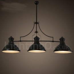 3 Light Retro Rustic Steel Pendant Light with Steel Shade