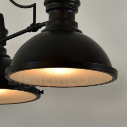 3 Light Retro Rustic Steel Pendant Light with Steel Shade