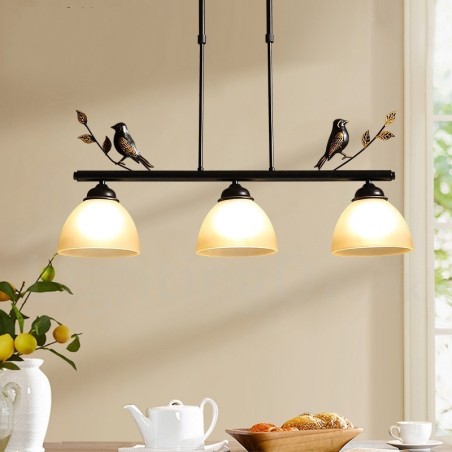 3 Light Retro Rustic Steel Pendant Light with Glass Shade 3 Light Retro Rustic Steel Pendant Light with Glass Shade