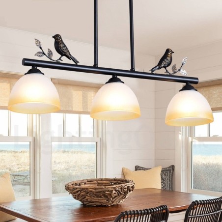 3 Light Retro Rustic Steel Pendant Light with Glass Shade 3 Light Retro Rustic Steel Pendant Light with Glass Shade