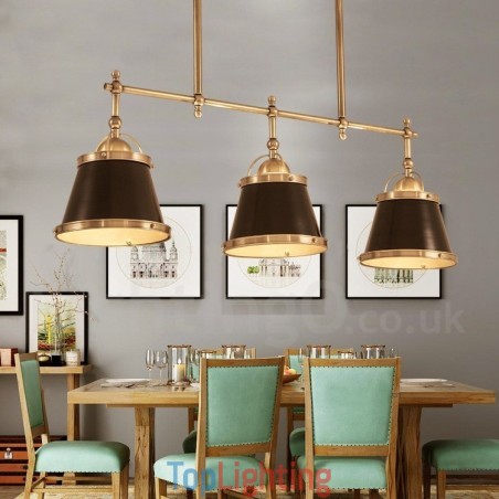 3 Light Retro Rustic Luxury Brass Pendant Light with Brass Shade 3 Light Retro Rustic Luxury Brass Pendant Light with Brass Shade