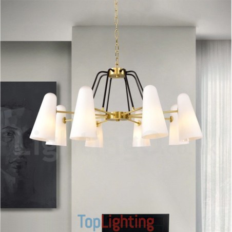 8 Light Retro Rustic Luxury Brass Pendant Lamp Chandelier with Glass Shade 8 Light Retro Rustic Luxury Brass Pendant Lamp Chandelier with Glass Shade