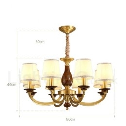 8 Light Retro Rustic Luxury Brass Pendant Lamp Chandelier with Glass Shade