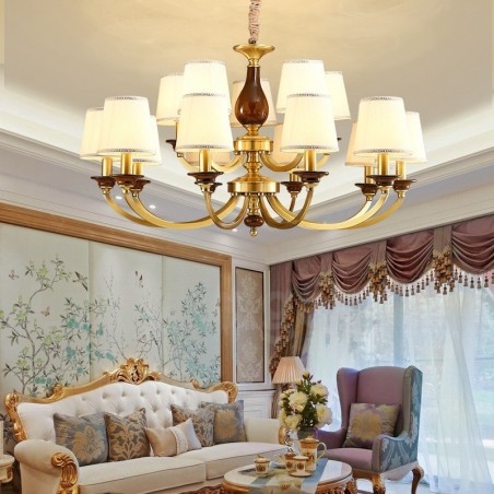 15 Light Retro Rustic Luxury Brass Pendant Lamp Chandelier with Glass Shade 15 Light Retro Rustic Luxury Brass Pendant Lamp Chandelier with Glass Shade