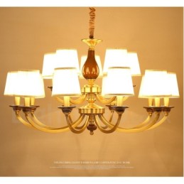 15 Light Retro Rustic Luxury Brass Pendant Lamp Chandelier with Glass Shade
