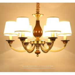 6 Light Retro Rustic Luxury Brass Pendant Lamp Chandelier with Glass Shade