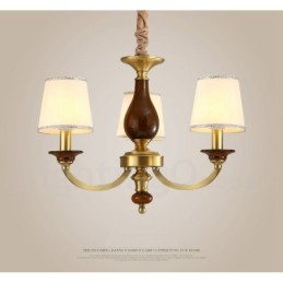 3 Light Retro Rustic Luxury Brass Pendant Lamp Chandelier with Glass Shade