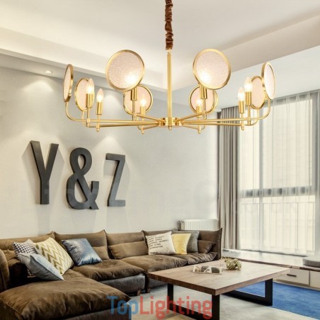 8 Light Retro Rustic Luxury Brass Pendant Lamp Chandelier with Glass Shade 8 Light Retro Rustic Luxury Brass Pendant Lamp Chandelier with Glass Shade