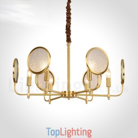 6 Light Retro Rustic Luxury Brass Pendant Lamp Chandelier with Glass Shade 6 Light Retro Rustic Luxury Brass Pendant Lamp Chandelier with Glass Shade