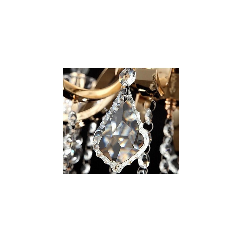 High Grade Gold Wrought Iron Crystal Chandelier 8 Lights