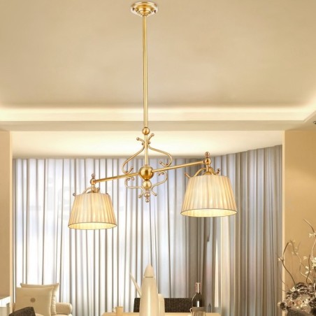 2 Light Retro Rustic Luxury Brass Pendant Lamp Chandelier with Fabric Shade 2 Light Retro Rustic Luxury Brass Pendant Lamp Chandelier with Fabric Shade