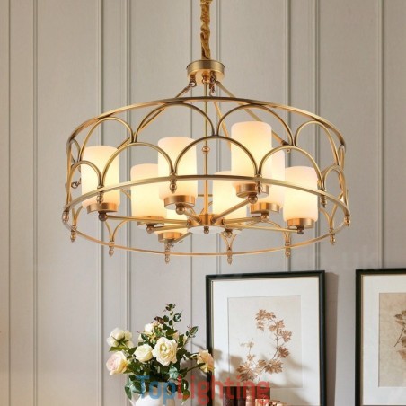 8 Light Retro Rustic Luxury Brass Pendant Lamp Chandelier with Glass Shade 8 Light Retro Rustic Luxury Brass Pendant Lamp Chandelier with Glass Shade