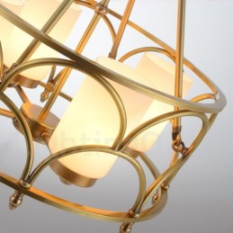 4 Light Retro Rustic Luxury Brass Pendant Lamp Chandelier with Glass Shade