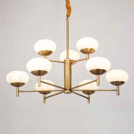 9 Light Retro Rustic Luxury Brass Pendant Lamp Chandelier with Glass Shade 9 Light Retro Rustic Luxury Brass Pendant Lamp Chandelier with Glass Shade