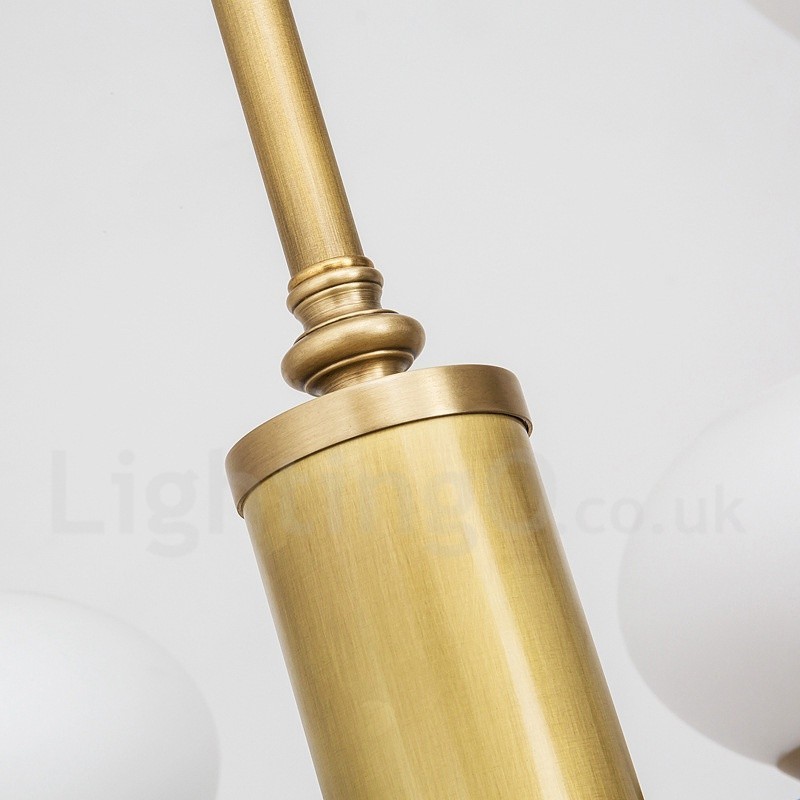 9 Light Retro Rustic Luxury Brass Pendant Lamp Chandelier with Glass Shade