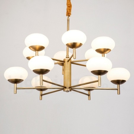 12 Light Retro Rustic Luxury Brass Pendant Lamp Chandelier with Glass Shade 12 Light Retro Rustic Luxury Brass Pendant Lamp Chandelier with Glass Shade
