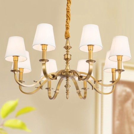 8 Light Retro Rustic Luxury Brass Pendant Lamp Chandelier with Fabric Shade 8 Light Retro Rustic Luxury Brass Pendant Lamp Chandelier with Fabric Shade