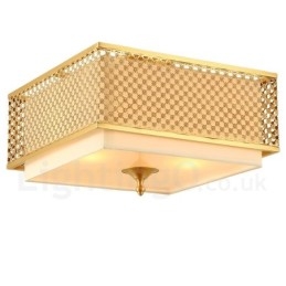 4 Light Retro Rustic Luxury Brass Pendant Lamp Chandelier with Fabric Shade