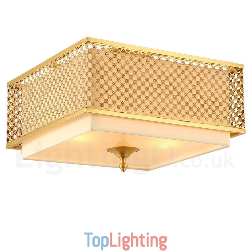 4 Light Retro Rustic Luxury Brass Pendant Lamp Chandelier with Fabric Shade