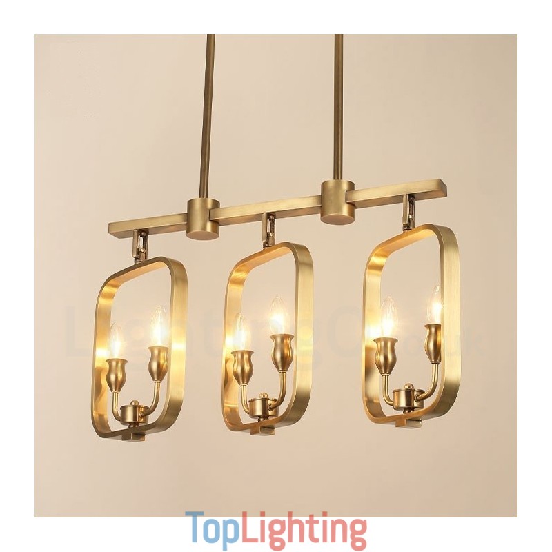 6 Light Retro Rustic Luxury Brass Pendant Lamp Chandelier