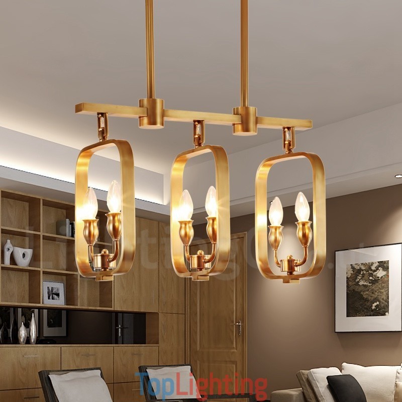 6 Light Retro Rustic Luxury Brass Pendant Lamp Chandelier