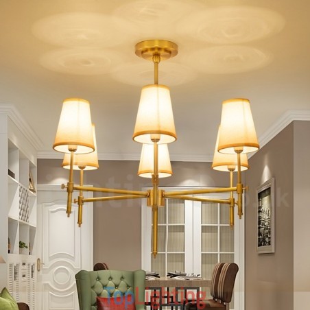 6 Light Retro Rustic Luxury Brass Pendant Lamp Chandelier with Fabric Shade 6 Light Retro Rustic Luxury Brass Pendant Lamp Chandelier with Fabric Shade