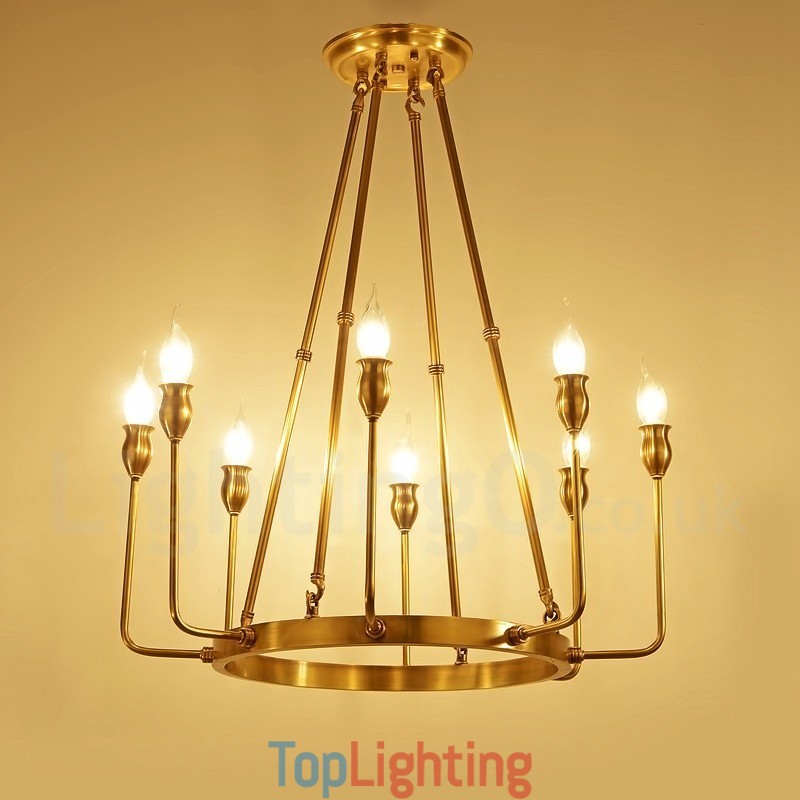 6 Light 8 Light Retro Rustic Luxury Brass Pendant Lamp Chandelier