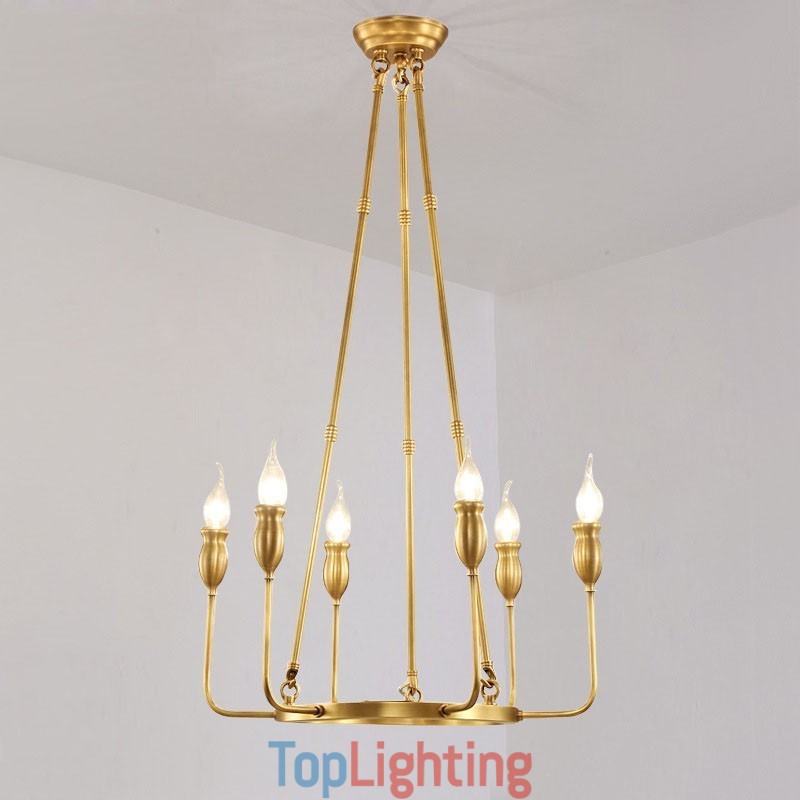 6 Light 8 Light Retro Rustic Luxury Brass Pendant Lamp Chandelier