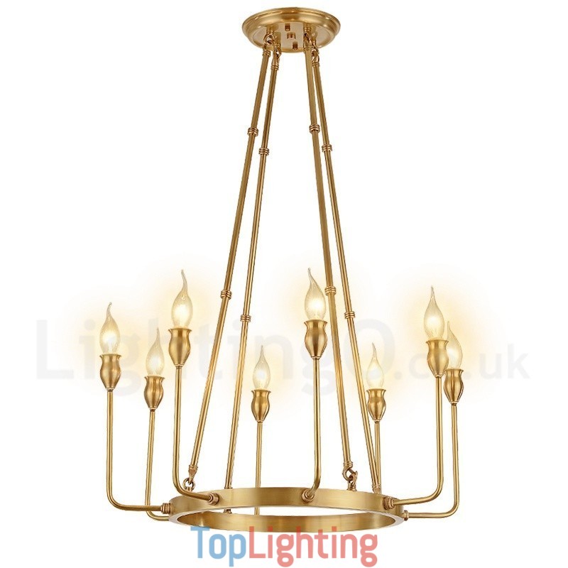 6 Light 8 Light Retro Rustic Luxury Brass Pendant Lamp Chandelier