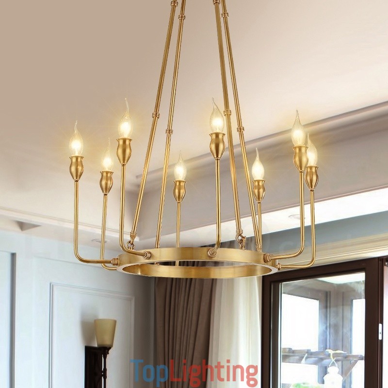 6 Light 8 Light Retro Rustic Luxury Brass Pendant Lamp Chandelier