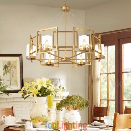 6 Light Retro Rustic Luxury Brass Pendant Lamp Chandelier with Glass Shade 6 Light Retro Rustic Luxury Brass Pendant Lamp Chandelier with Glass Shade