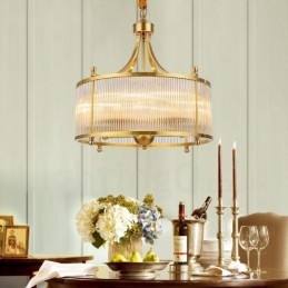 5 Light Retro Rustic Luxury Brass Pendant Lamp Chandelier with Glass Shade
