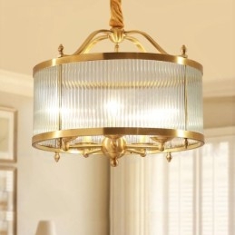 5 Light Retro Rustic Luxury Brass Pendant Lamp Chandelier with Glass Shade
