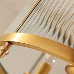 5 Light Retro Rustic Luxury Brass Pendant Lamp Chandelier with Glass Shade