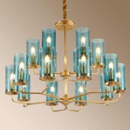 16 Light Retro Rustic Luxury Brass Pendant Lamp Chandelier with Glass Shade 16 Light Retro Rustic Luxury Brass Pendant Lamp Chandelier with Glass Shade