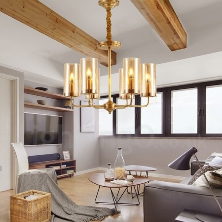 6 Light Retro Rustic Luxury Brass Pendant Lamp Chandelier with Glass Shade 6 Light Retro Rustic Luxury Brass Pendant Lamp Chandelier with Glass Shade
